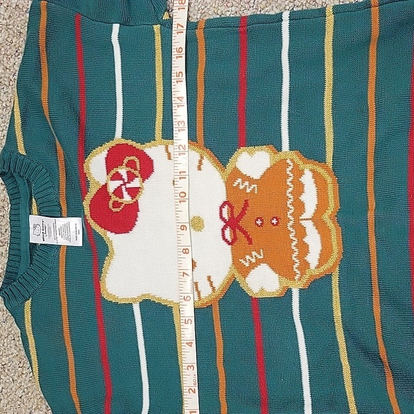 Hello Kitty By Sanrio, Girls Teal Striped Crewneck Sweater, Sz Large - Picture 5 of 5